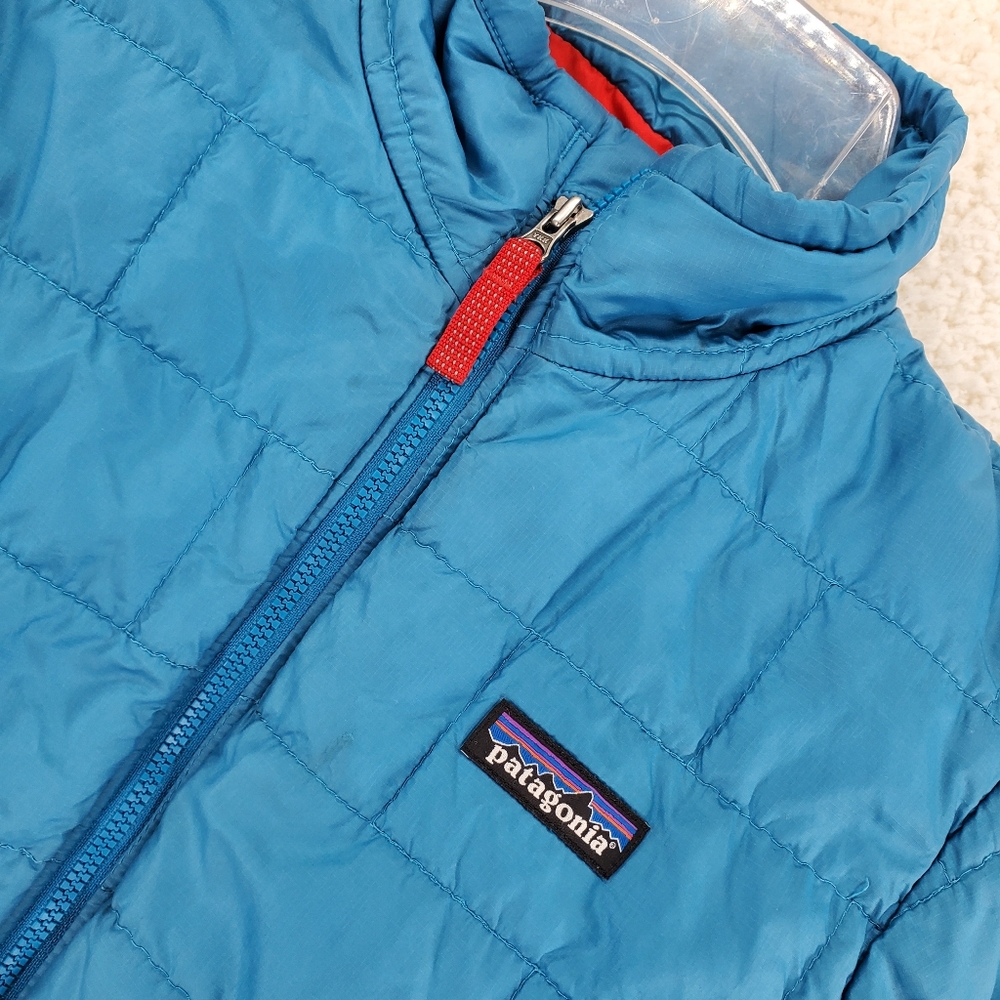 Patagonia Primaloft Kids Blue Jacket Sz 10 Medium Lightly Insulated Zip Up - Picture 4 of 10